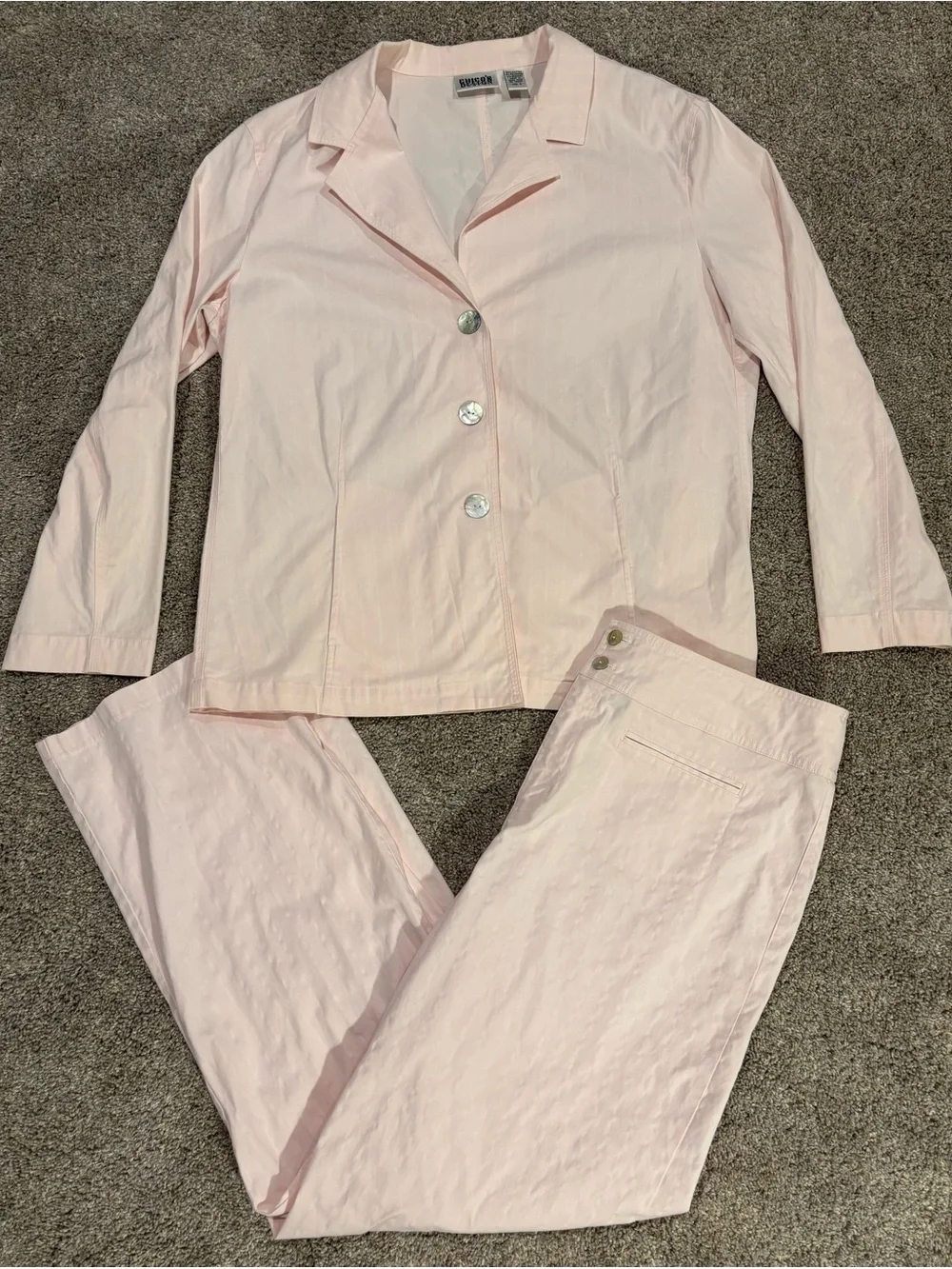 Chico's Design Women’s Light Pink 2-Piece Outfit Set Pantsuit Jacket Pants Sz 3